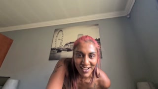 Morning fuck my dark desi pussy and cum in my mouth after sucking your white cock | POV