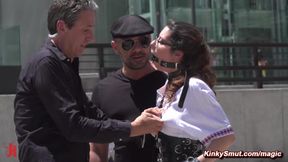 Masochistic slave ravaged in public bar