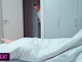 Please, dont cum inside step mama! Step son came to step mother&#039;s while step father at the shower