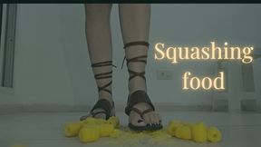 Crushing food with sandals
