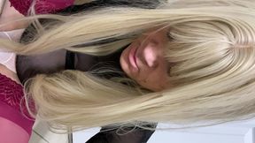 Sluttty Crossdresser Madison CD Putting on Makeup to Go Play with Cock and Pussy