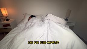 Stepmom and stepson share bed and have sex. English subtitles