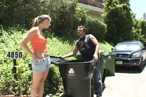 Skinny babe pleasured by big American cock