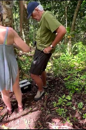 Two Senior Citizens Seeing if They Can Still Fuck Against a Tree