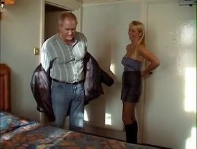Blonde in Stockings Rides Older Partner's Cock with Her Ass