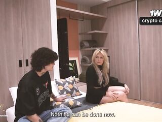 A stepmother ends up being drilled by her stepson during the time that sharing a hotel daybed - Monique Fuentes & Jordy Fabian