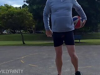 Straight guy head out with his cock out in public flashing.