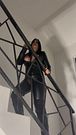 Full Leather Mistress Returns for Her Ashtray. Studded Boots and Whip Tease
