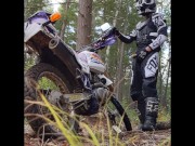 Pissing on Dirt Bike in Full Gear