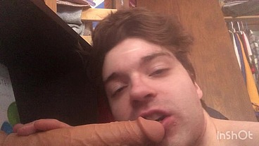 Niko Springs Gags on Big Thrusting Dildo