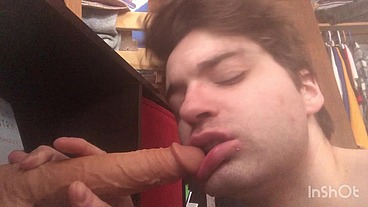 Niko Springs Gags on Big Thrusting Dildo