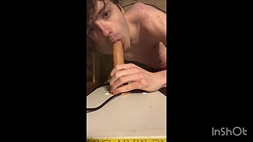 Niko Springs Gags on Big Thrusting Dildo