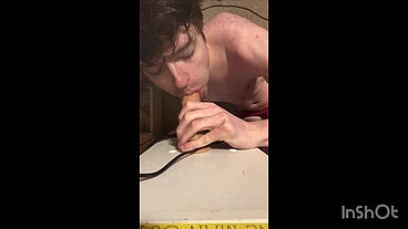 Niko Springs Gags on Big Thrusting Dildo