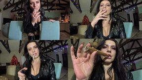 Smoking Domination POV Leather, Dirty Talk JOI with Cigarette Smoke