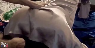 2069 - Close up - French Amateur, Satin Black Panties, Black Corset, Brown Light Satin Jacket