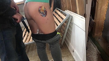 Shhh They must Fuck Silent till Workers Around. Risky Sex at the Construction with Builder. He made teen pussy Creampied