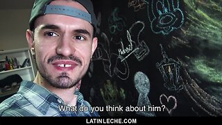 Uncut stud dominates latino bottoms in wild anal threesome orgy
