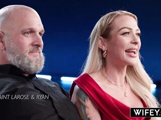 WIFEY Beautiful Golden-haired Hotwife Saint LaRose Has Her Very 1st BBC During the time that Holding Hubby's Hand