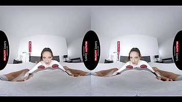 Latex chick is a queen of VR pleasure, since she likes to ride cocks all day long