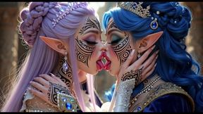 Beautiful Elves Princess Kissing, Ai Animation