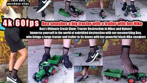 4k 60fps | Bea smashes a big tractor with a trailer with her Nike, and she also crushes the tractor a bit with her nylons.