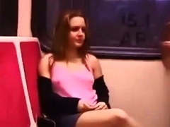 Train flashing no panties no bra