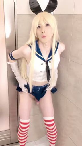 Crossdressing cosplayer loves toys