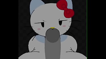 Hello kitty gives you a titfuck and blowjob