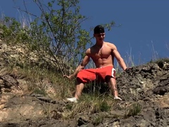 Teen hunk Tommy Gold underwear and muscles oiling