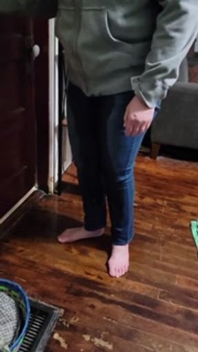 I came home from work bursting to pee, but never made it into the bathroom, thanks to TheBottomHalf!