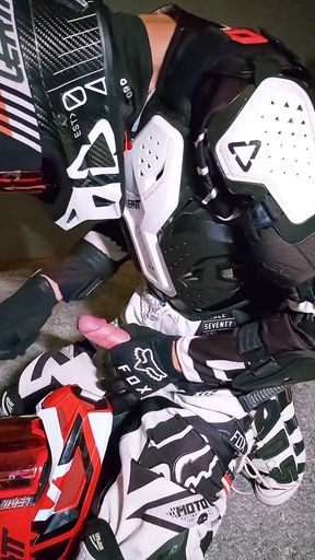 Horny Motocross Player Cumming on Boyfriend Helmet