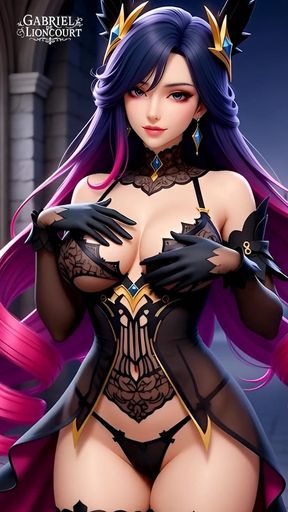Hentai Gothic Girls with Dyed Hair Showing off Their Big Tits 2