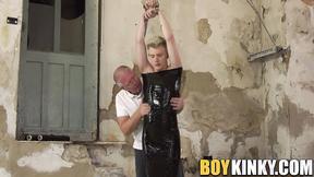 ”Sebastian Kane jacks off his young subs hard prick”