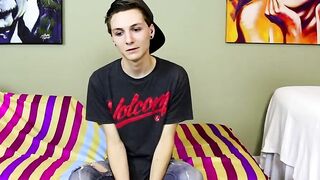 New cute and horny twink Trey Bentley interview and jack off