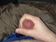 Jacking off with HUGE cumshot, almost shoots camera