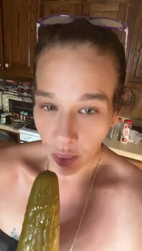 Sunny Playing With Cucumber