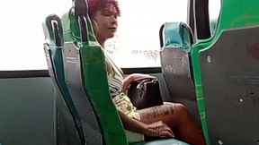 Bus babe flashed her dirty drawers for a horny&#x1F975; hubby's attention