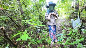 Thai girls walking in the forest stop by to each other. Before picking mushrooms Thai Audio4K