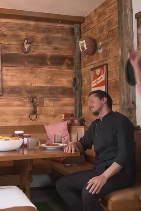 Busty Blonde in Leather Pants Gets Fucked in Alpine Hut