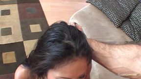 Panties dug into her dripping cave so he had to assist in removal