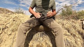 Spraying Piss During Field Work