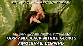 Tarp and Black Nitrile Gloves Fingernail Clipping