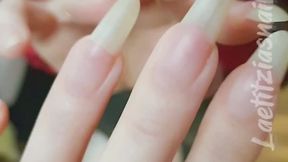 beautyful natural nails with transparent tips tapping mirror ASMR