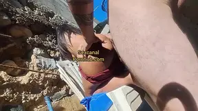 The whore let her big ass be fucked outside her house for a favor I did her