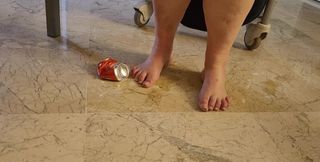 Coolmarina. Mature Fat Woman with Tired Feet Has a Can and Things Happen with It