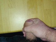 cumshot on table, solo masturbation jackoff