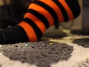 Unaware Goth Giantess Socks Crush