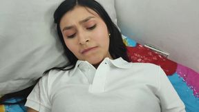 My Stepfather Stops Me and Doesn't Let Me Go to College, He Puts Me on the Bed and Fucks Me Until My Pussy Is Full of Semen!!
