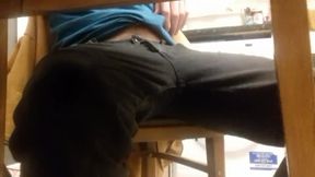 Handjob and blowjob under the table at popeyes