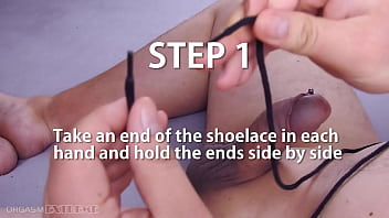 Cock And Ball Bondage Tutorial - Easy Guide How To Tie Cock &amp_ Balls With Shoelace &amp_ Masturbation with Satisfyer Men and Intense Orgasm